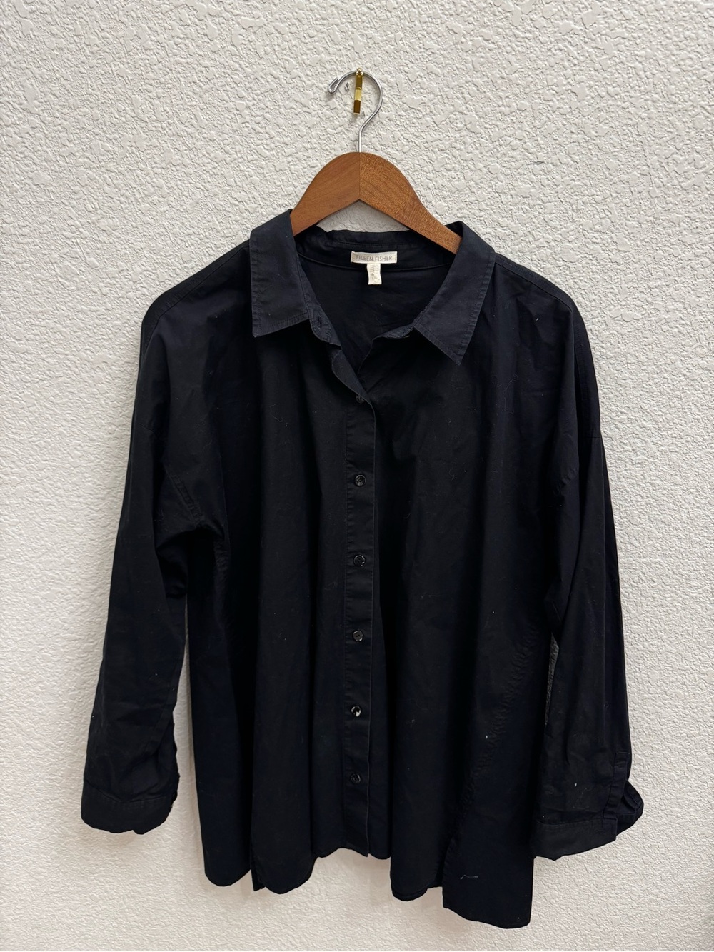 Eileen Fisher Black Casual Button-Down Shirt
